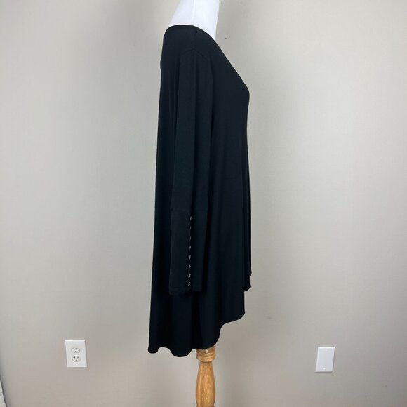 Comfy USA Tunic Top Women Large Black Long Sleeve Button Cuff High Low Lagenlook - Picture 6 of 13